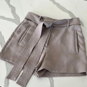 Women's Taupe Belted Shorts